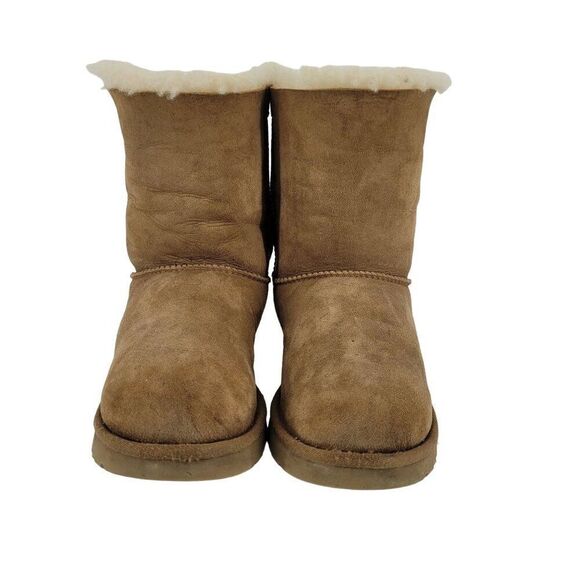 UGG Australia Bailey Bow II Leather Boots 8 Chestnut Shearling Lined 1016225 - Picture 8 of 14